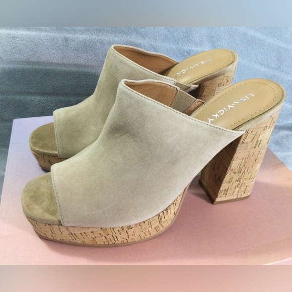 Lisa Vicky Joy Camel Kid Suede Platform Mules Size 9M - Picture 6 of 12